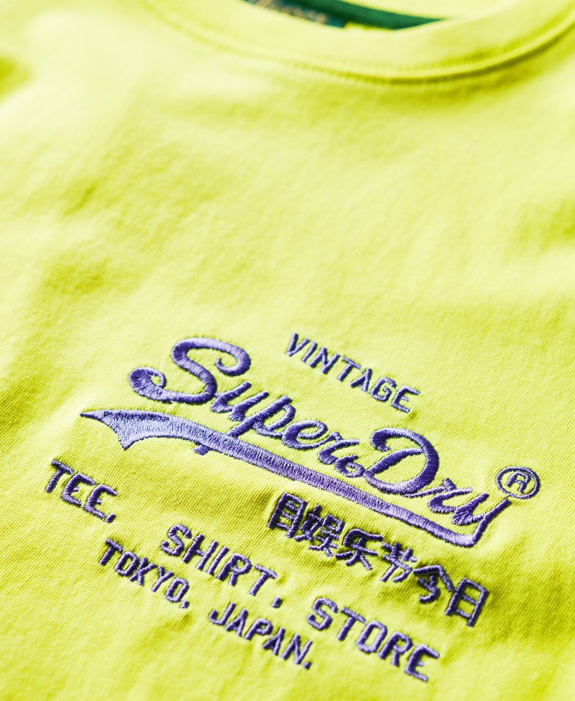 ネオンイエローのネオンヴィンテージロゴtシャツ