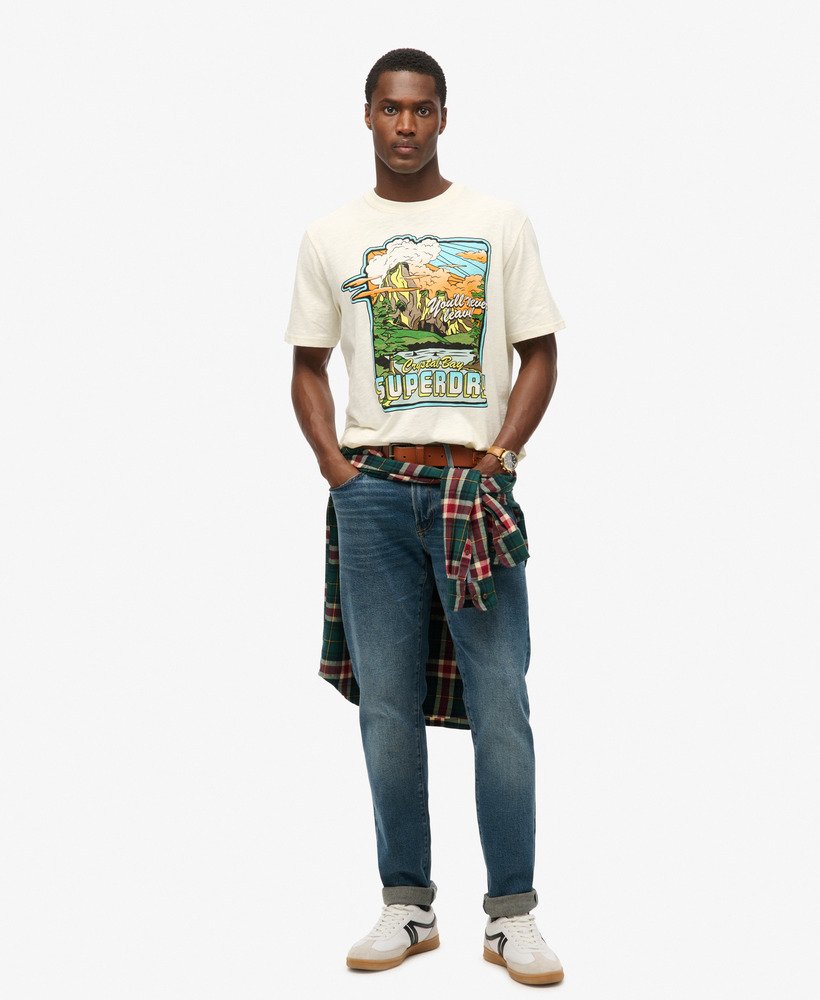 ネオントラベルグラフィックルーズtシャツ(オフホワイトスラブ)