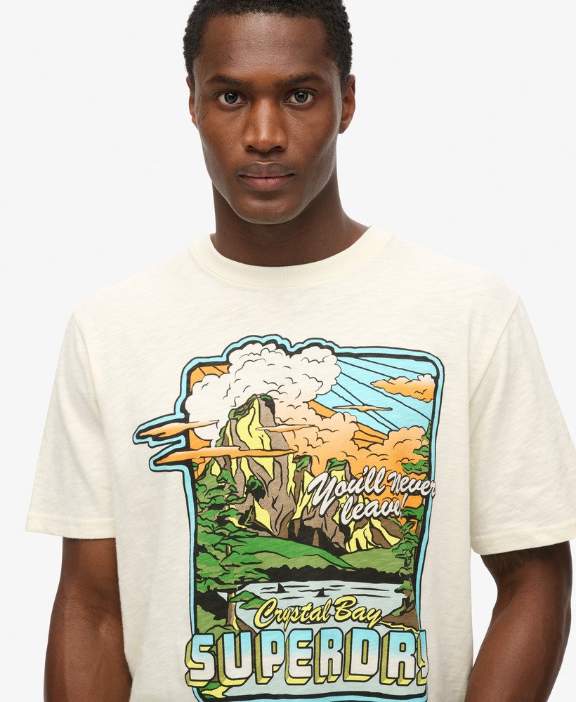 ネオントラベルグラフィックルーズtシャツ(オフホワイトスラブ)