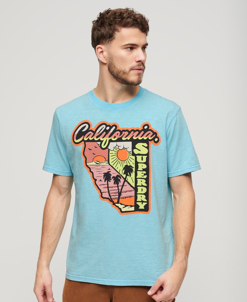 ネオントラベルグラフィックルーズtシャツ(キングフィッシャーブルースラブ)