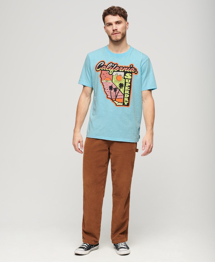 ネオントラベルグラフィックルーズtシャツ(キングフィッシャーブルースラブ)