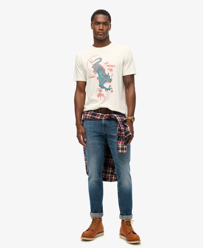 superdry x コモドカイラッシュドラゴンtシャツ(新チョークホワイト)