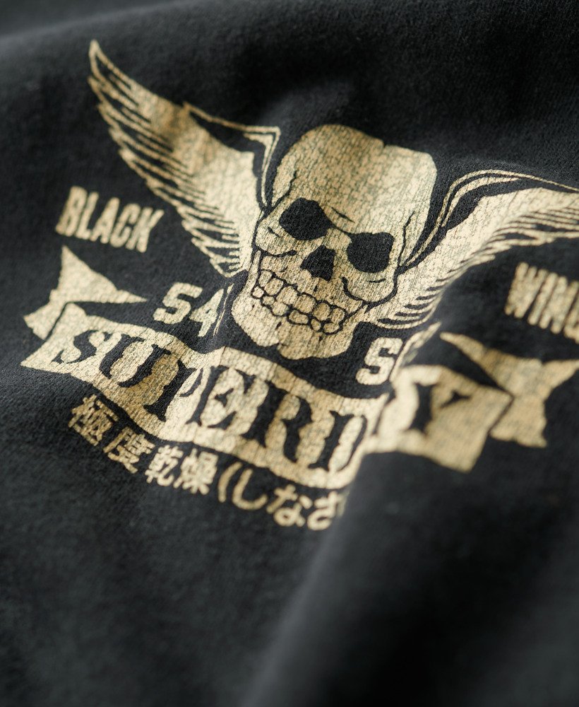 バイカーロックグラフィックルーズtシャツ(ヘビーメタルブラック)