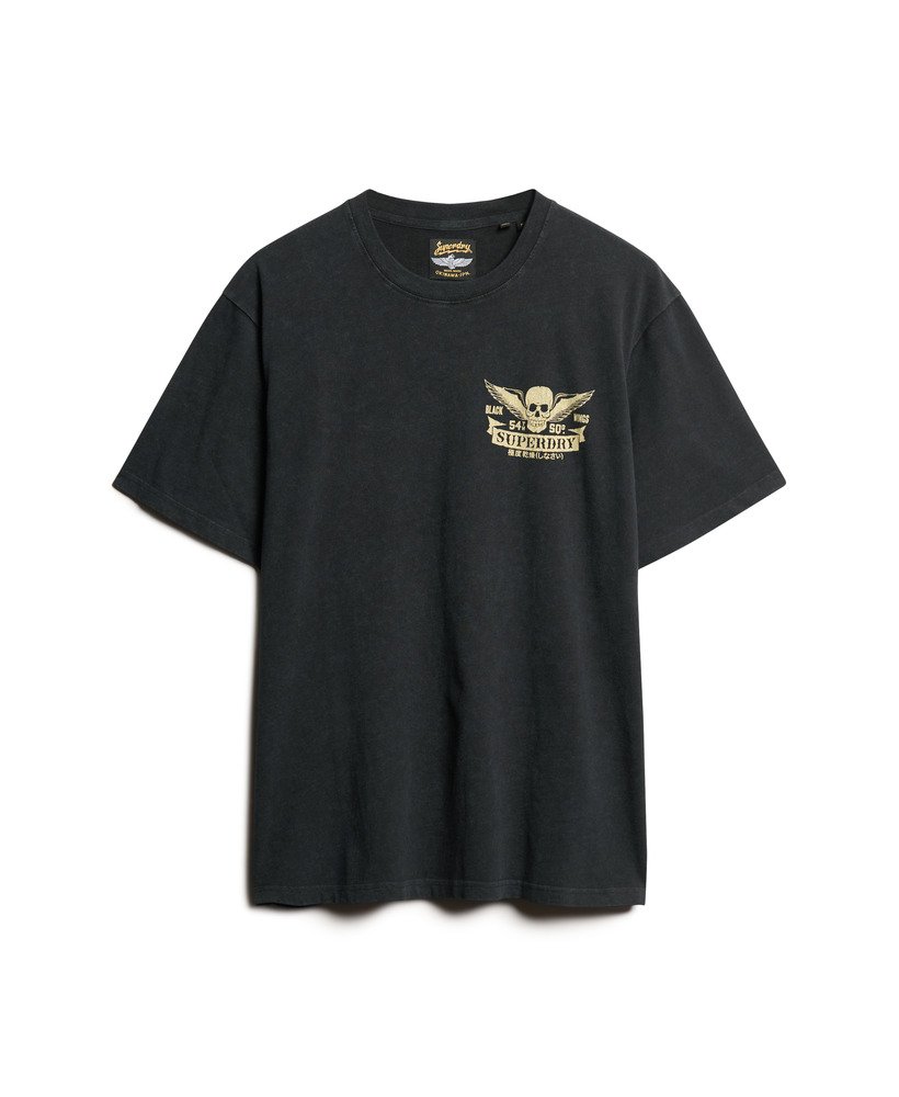 バイカーロックグラフィックルーズtシャツ(ヘビーメタルブラック)