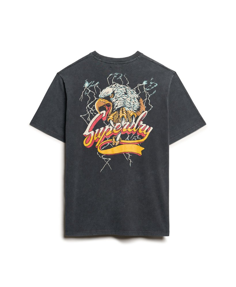 バイカーロックグラフィックルーズtシャツ(ミッドバック、ブラック)