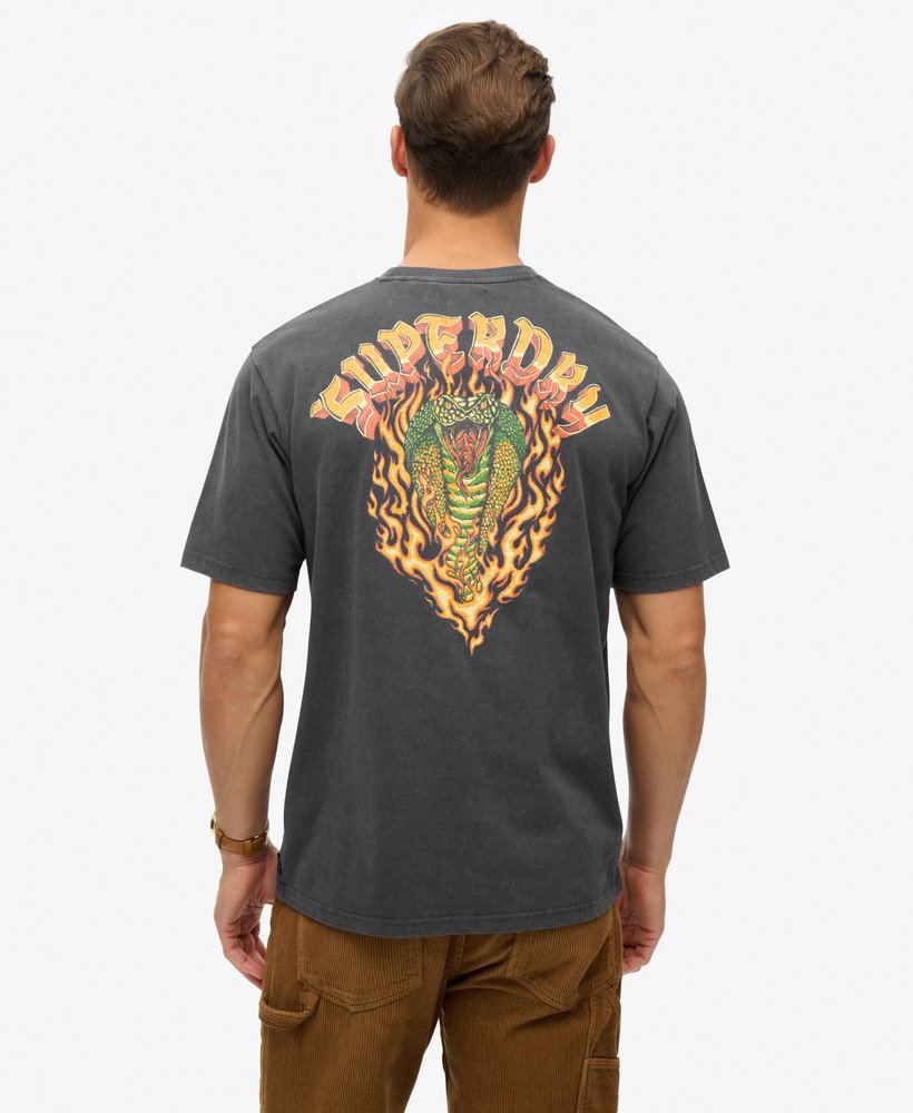 バイカーロックグラフィックルーズtシャツ(ライトバイパーブラック)
