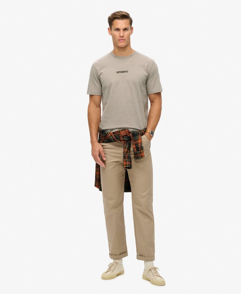 ディープベージュスラブのマイクロロゴグラフィックルーズtシャツ