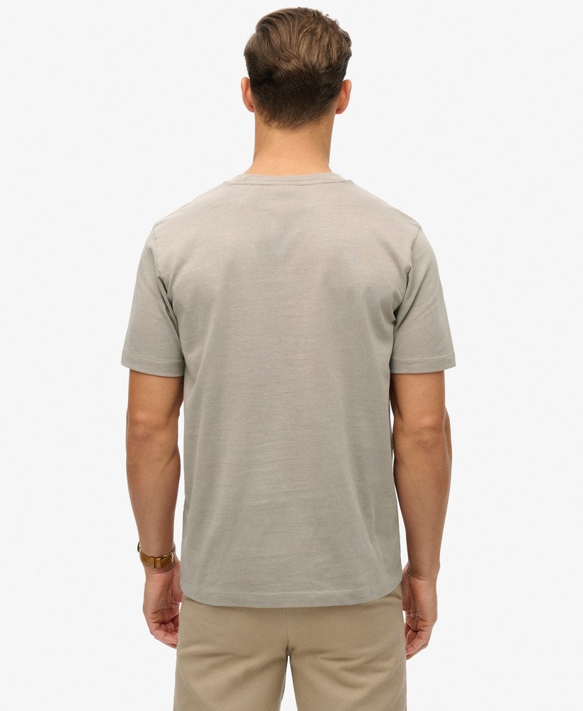 ディープベージュスラブのマイクロロゴグラフィックルーズtシャツ