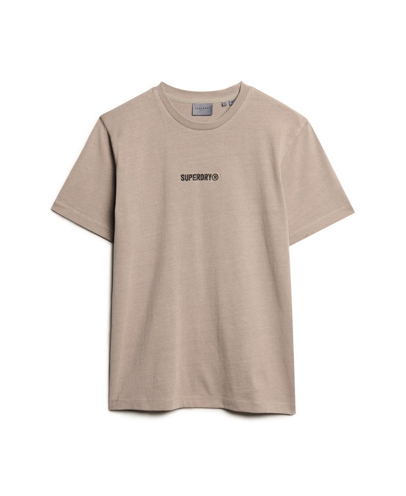 ディープベージュスラブのマイクロロゴグラフィックルーズtシャツ
