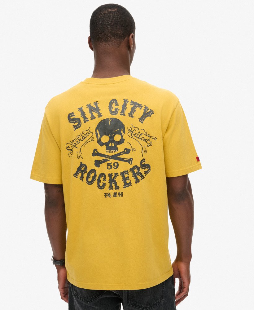 ローファイパンクグラフィックルーズtシャツ(オイルイエロー)