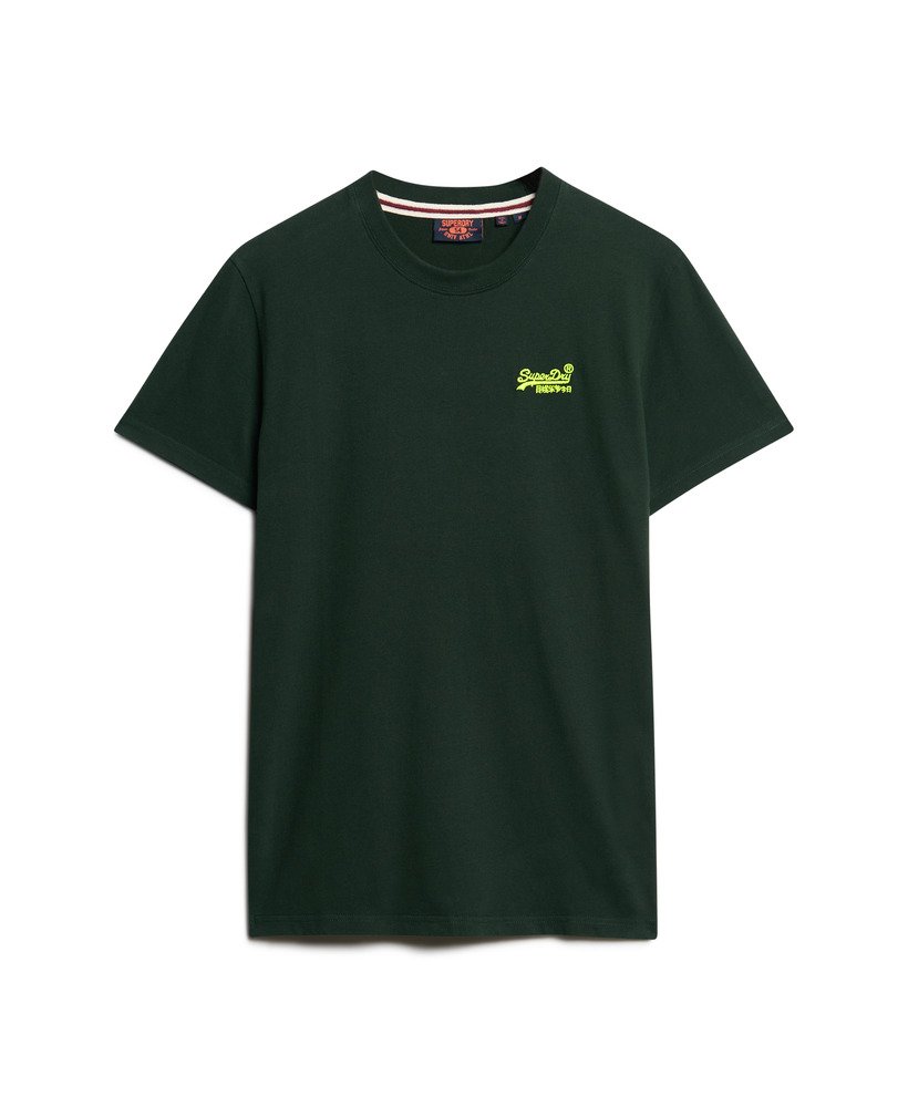 オーガニックコットン エッセンシャル ロゴ tシャツ(フォレストグリーン蛍光イエロー)