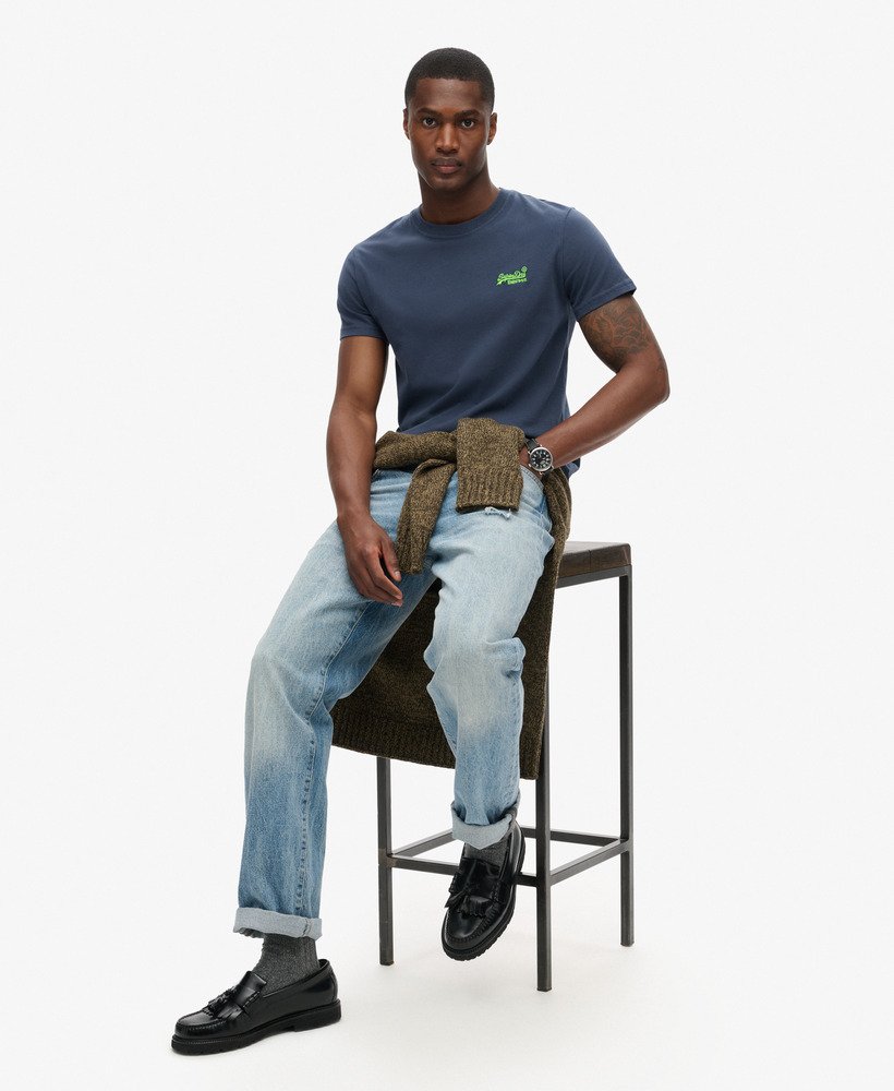 オーガニックコットン エッセンシャル ロゴ tシャツ(ローレン ネイビーフルオ ライム)