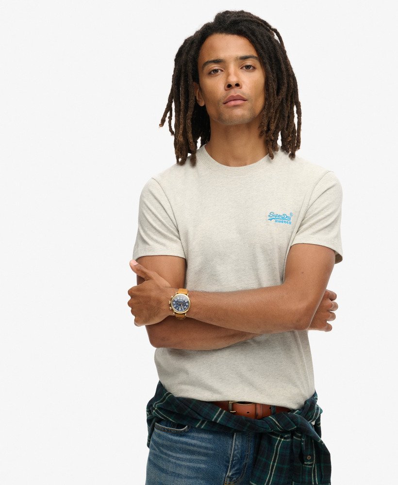 オーガニックコットン エッセンシャル ロゴ tシャツ(ライトニンググレーグランドル蛍光ブルー)