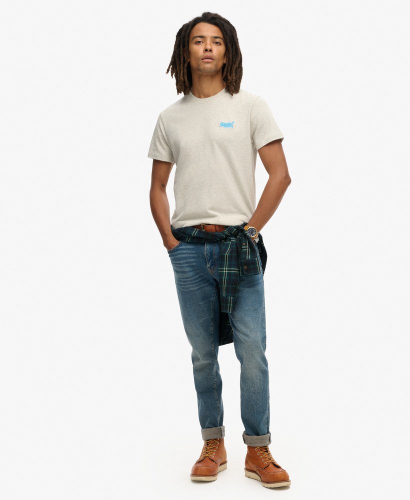 オーガニックコットン エッセンシャル ロゴ tシャツ(ライトニンググレーグランドル蛍光ブルー)