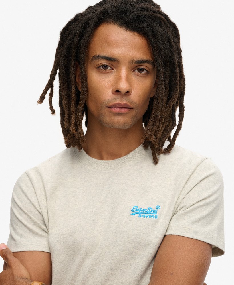 オーガニックコットン エッセンシャル ロゴ tシャツ(ライトニンググレーグランドル蛍光ブルー)