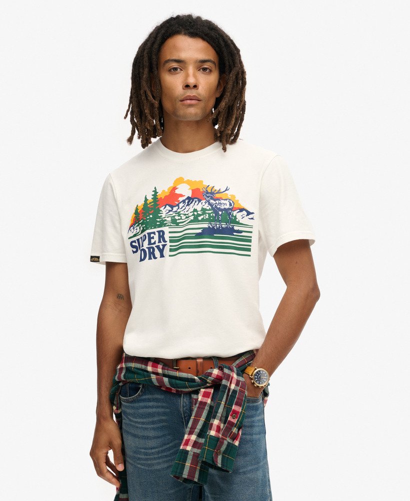 アウトドアグラフィックストライプtシャツ(ウィンターホワイト)