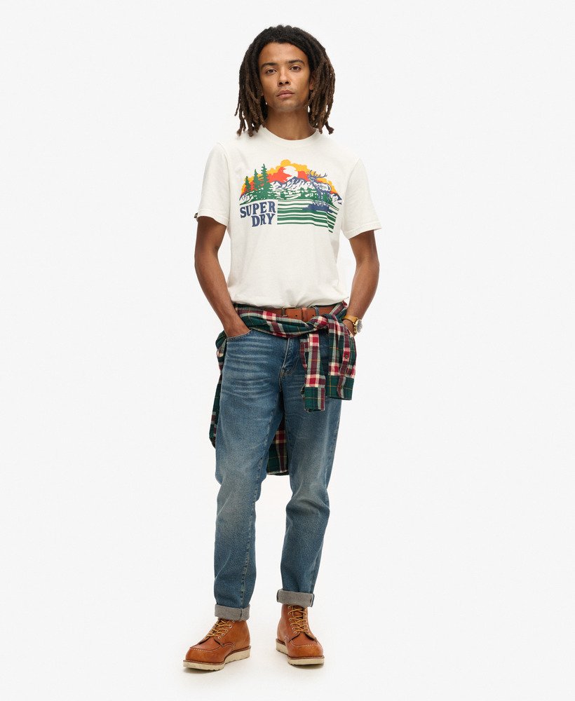 アウトドアグラフィックストライプtシャツ(ウィンターホワイト)