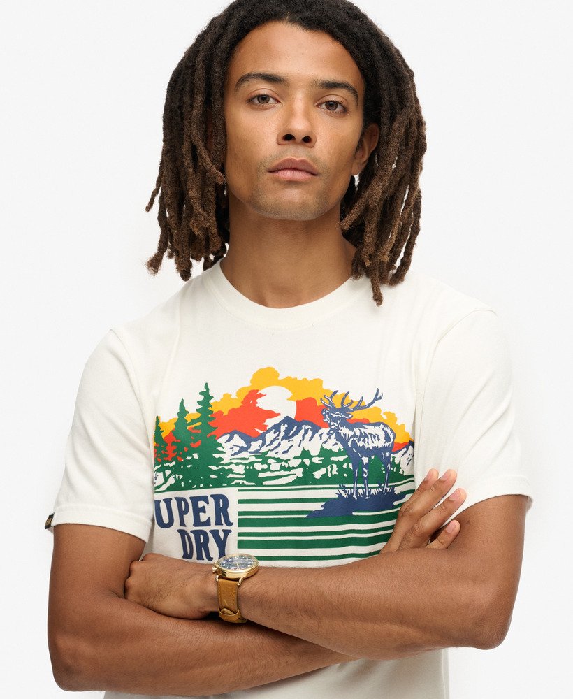 アウトドアグラフィックストライプtシャツ(ウィンターホワイト)