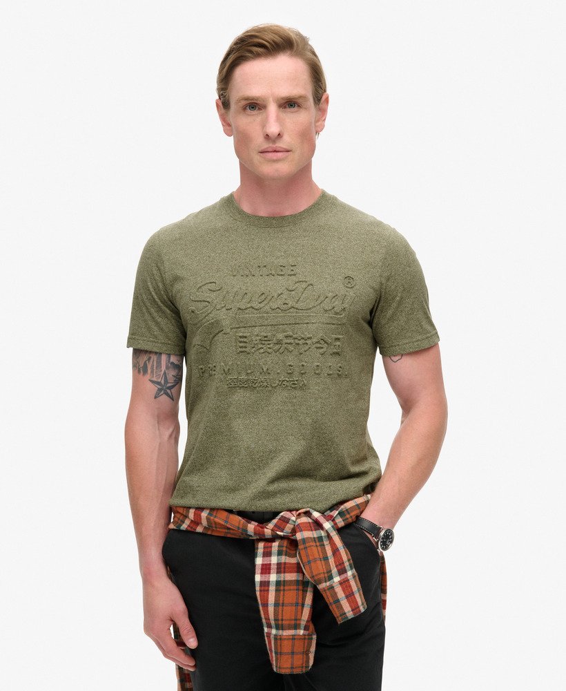 エンボス加工グラフィックtシャツ(ハッシュドオリーブグリット)