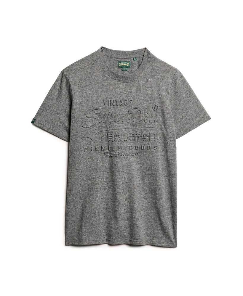 サープラスジェッター チャコールグリットのエンボスグラフィックtシャツ