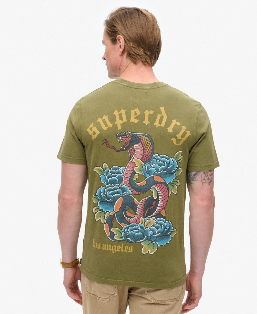 タトゥーグラフィックtシャツ(カーキオリーブ)