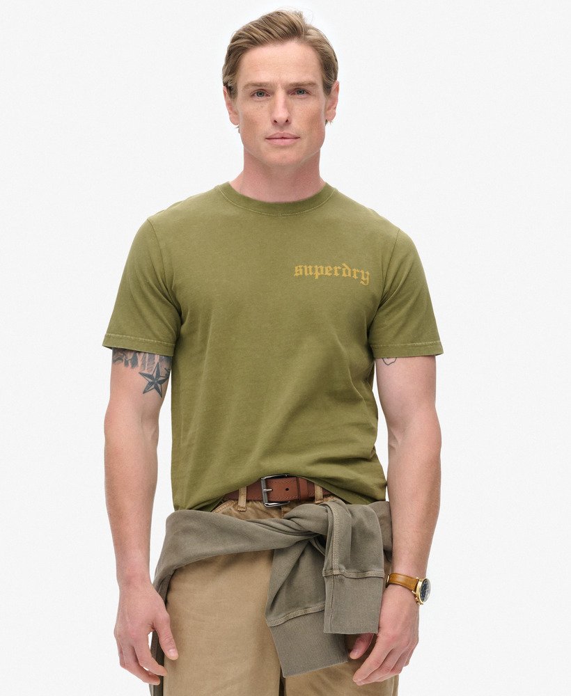 タトゥーグラフィックtシャツ(カーキオリーブ)