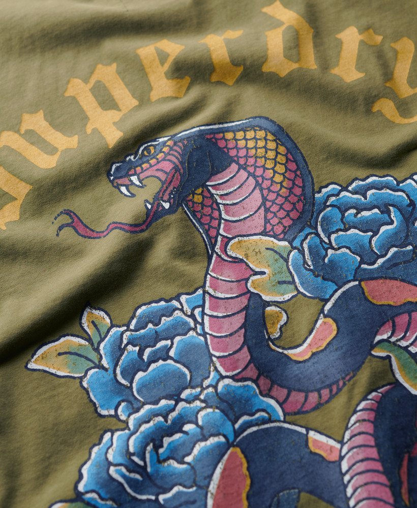 タトゥーグラフィックtシャツ(カーキオリーブ)