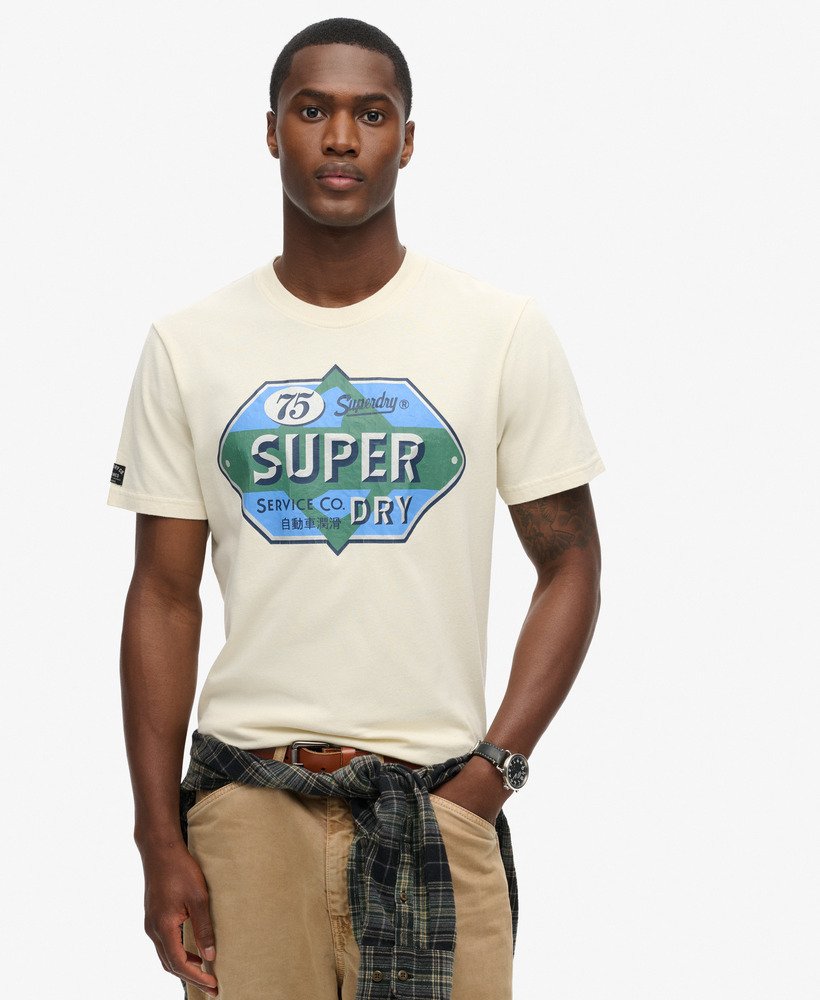 ワークウェア ガソリン グラフィック tシャツ(ライスホワイト)