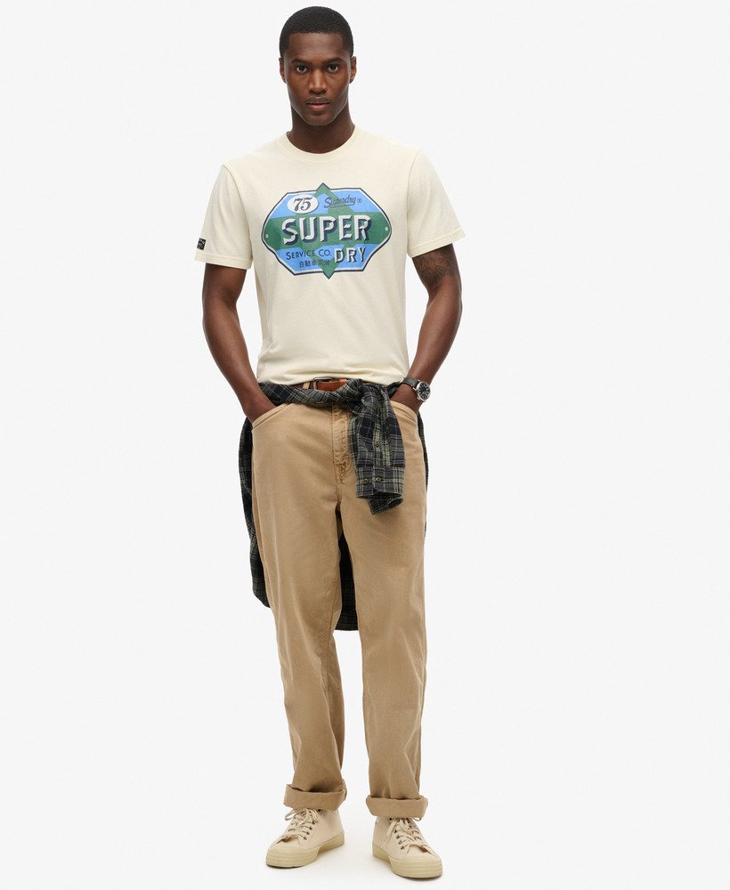 ワークウェア ガソリン グラフィック tシャツ(ライスホワイト)