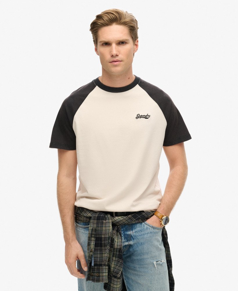 エッセンシャル ロゴ ベースボール tシャツ(ホワイトサンドブラック)