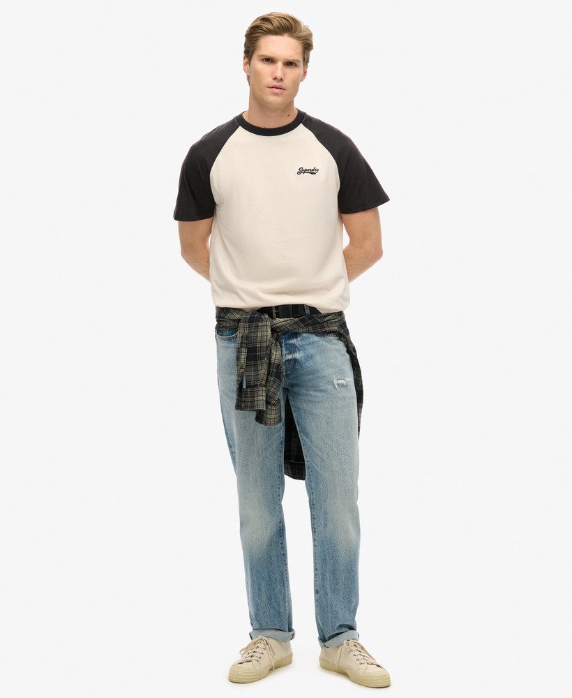 エッセンシャル ロゴ ベースボール tシャツ(ホワイトサンドブラック)