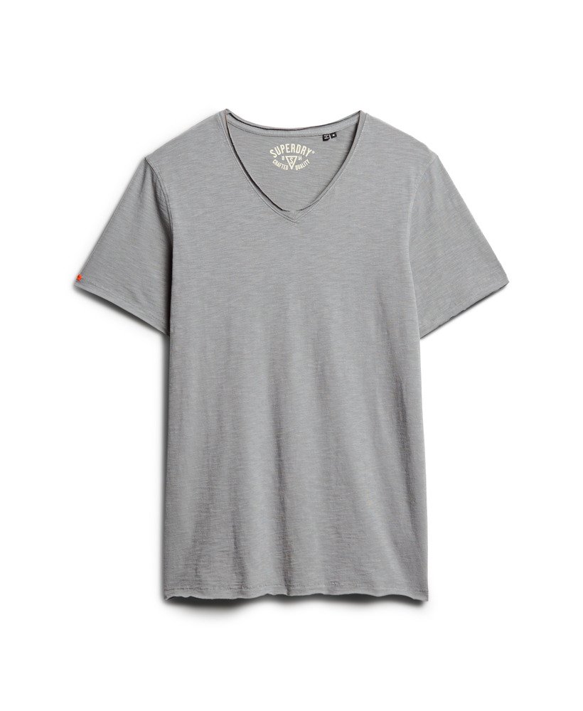 スティープルグレーのローエッジスラブvネックtシャツ