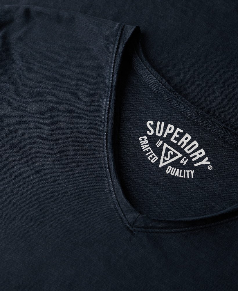 未加工エッジ スラブ vネック tシャツ(エクリプス ネイビー)