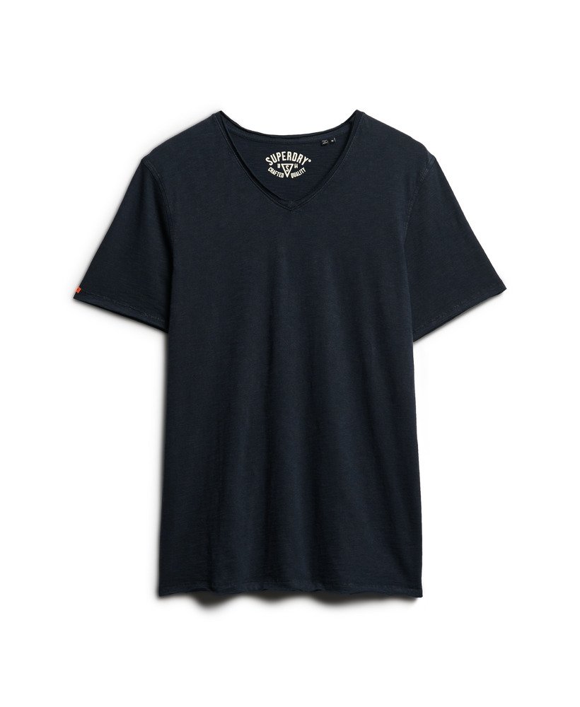 未加工エッジ スラブ vネック tシャツ(エクリプス ネイビー)