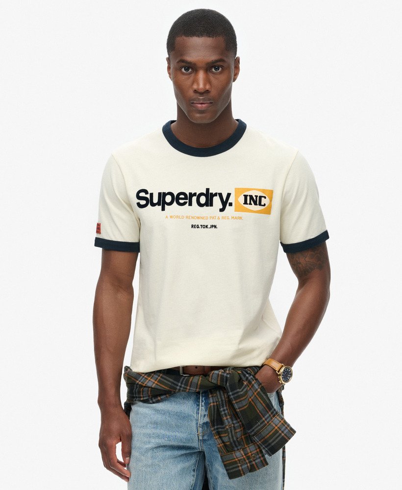 コアロゴ リンガーワークウェア グラフィックtシャツ(ヴィンテージクリーム)