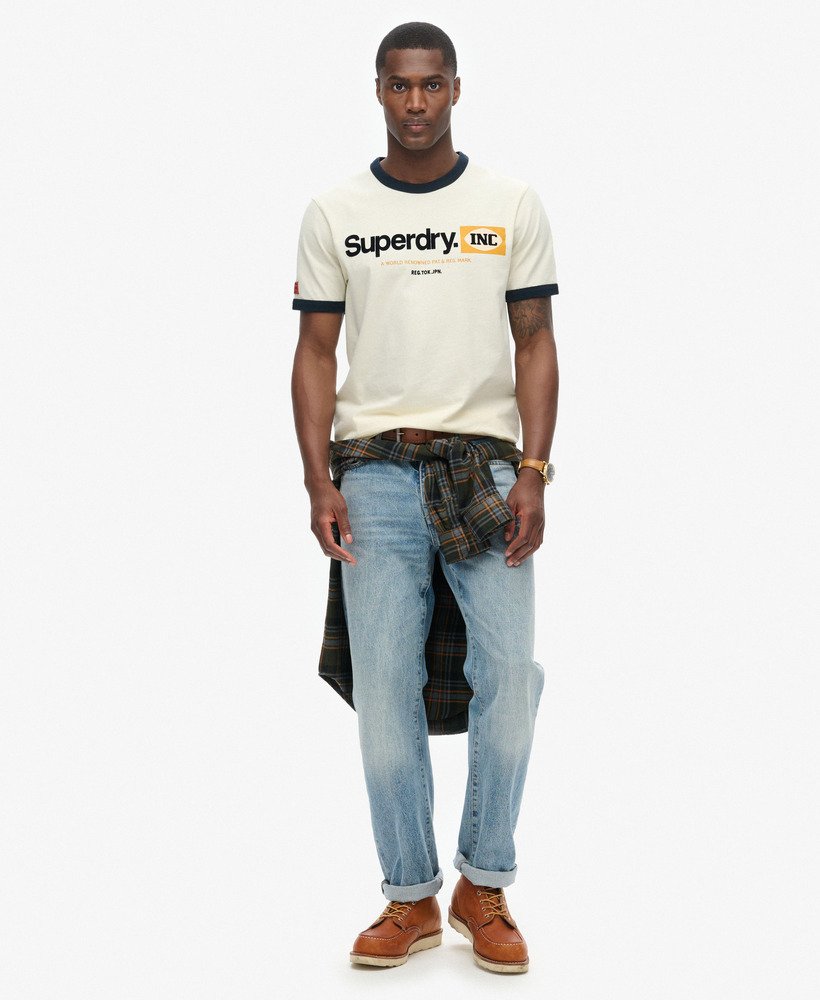 コアロゴ リンガーワークウェア グラフィックtシャツ(ヴィンテージクリーム)