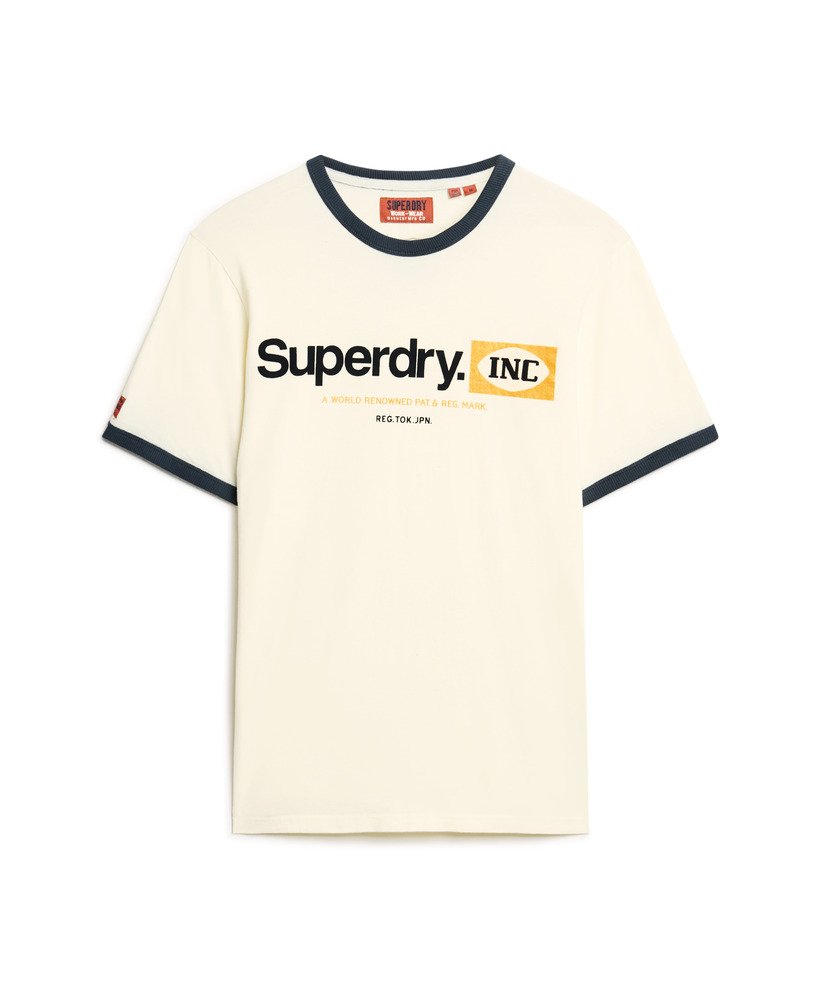 コアロゴ リンガーワークウェア グラフィックtシャツ(ヴィンテージクリーム)