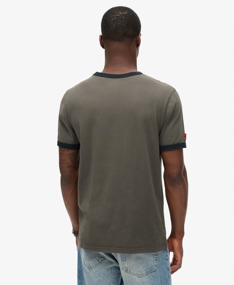 コアロゴ リンガーワークウェア グラフィックtシャツ(ダスキースレートグレー)