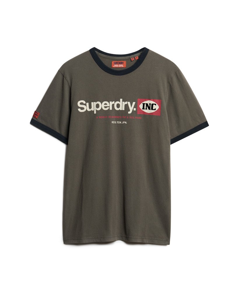 コアロゴ リンガーワークウェア グラフィックtシャツ(ダスキースレートグレー)