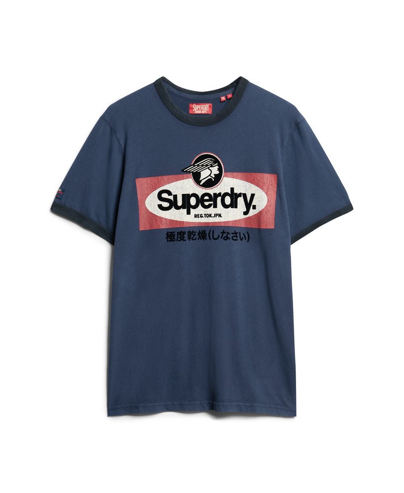 コアロゴ リンガーワークウェア グラフィックtシャツ(リッチネイビー)