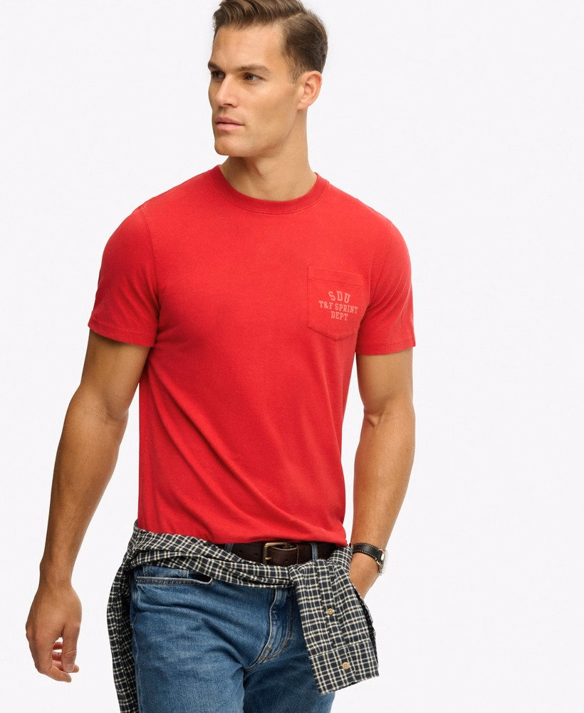 ヴィンテージ風プレッピーリラックスポケットTシャツ