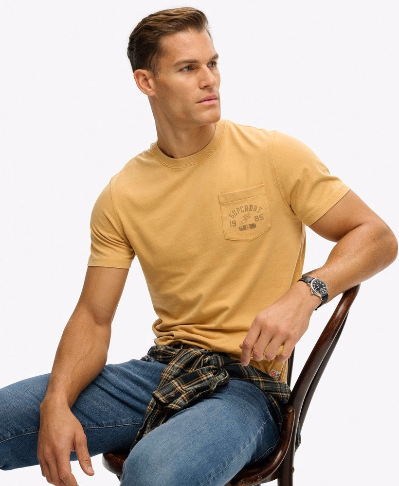 ヴィンテージ風プレッピーリラックスポケットTシャツ