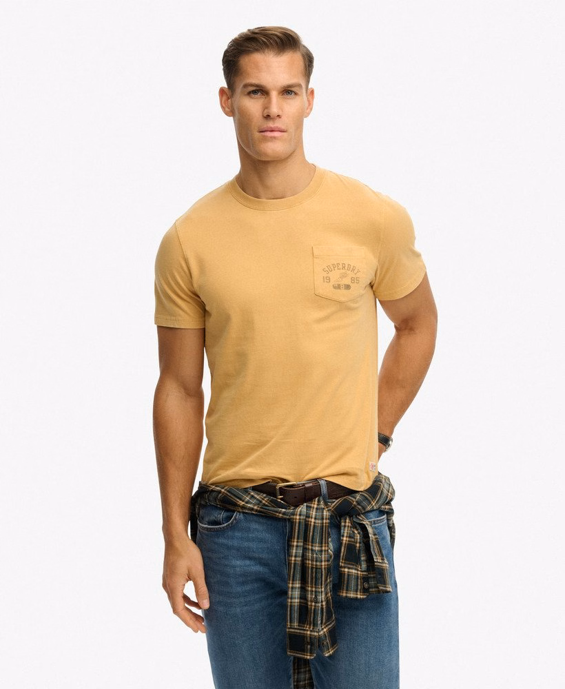 ヴィンテージ風プレッピーリラックスポケットTシャツ