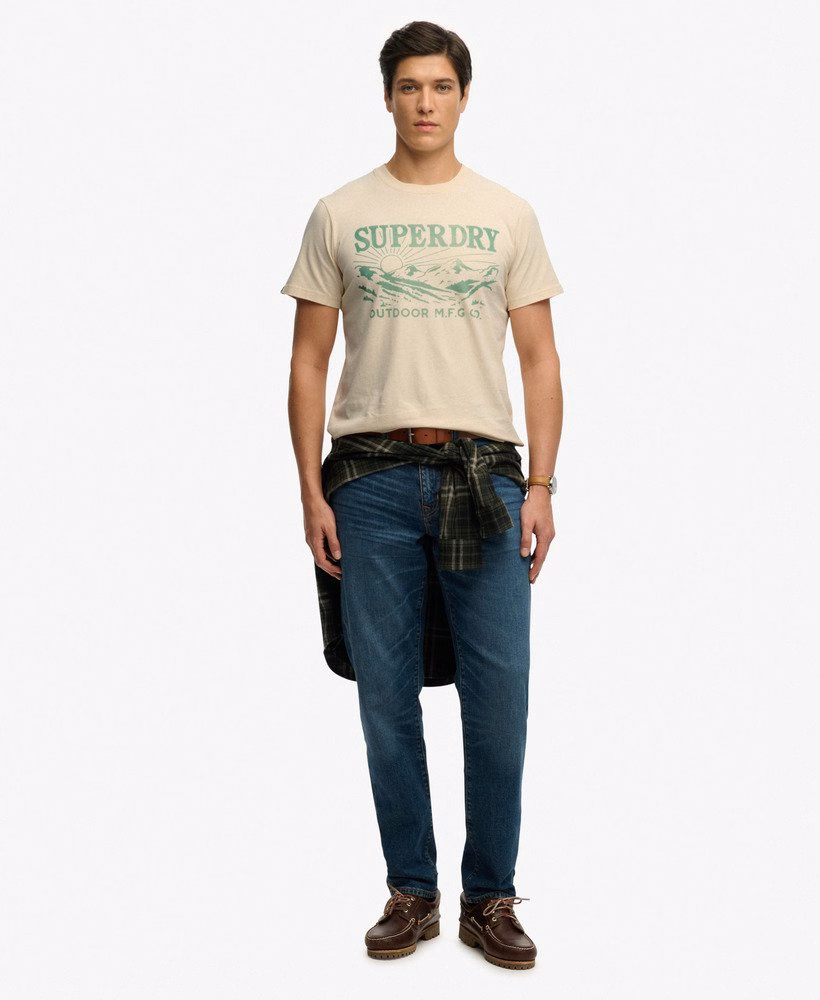 レトロなアウトドア風リラックスTシャツ