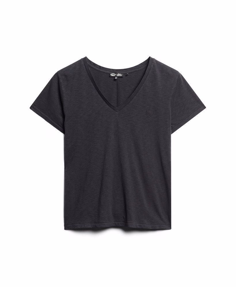 スラブ刺繍入りVネックTシャツ