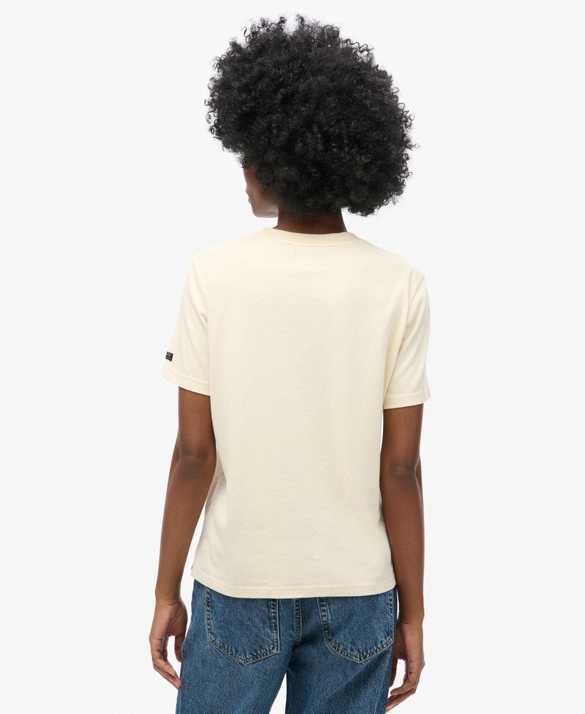 ヴィンテージフローラルスクリプトtシャツ(エクリュマール)
