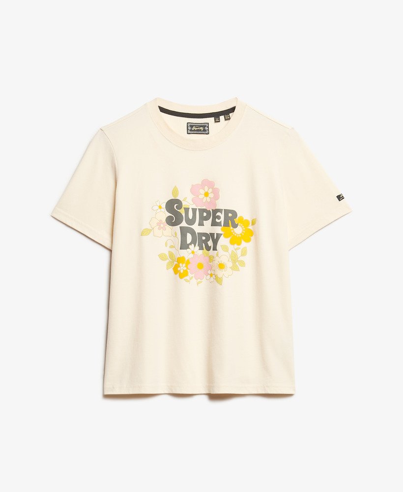 ヴィンテージフローラルスクリプトtシャツ(エクリュマール)