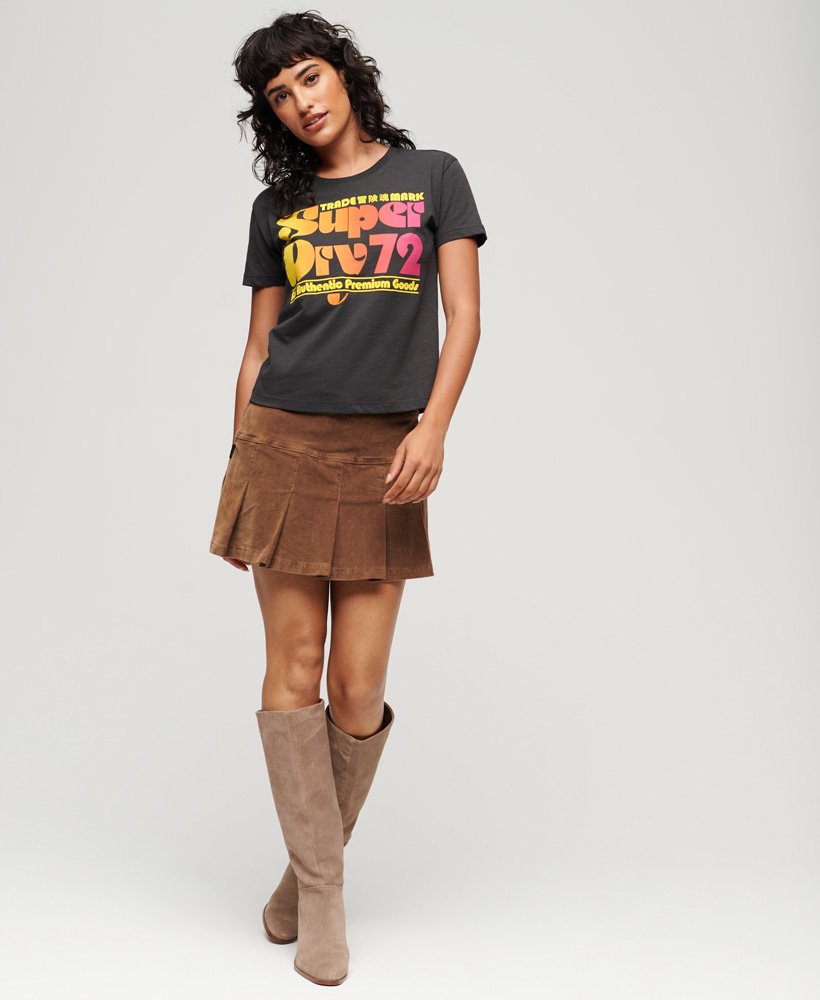 70年代レトロロゴグラフィックtシャツ(ウォッシュドブラック)