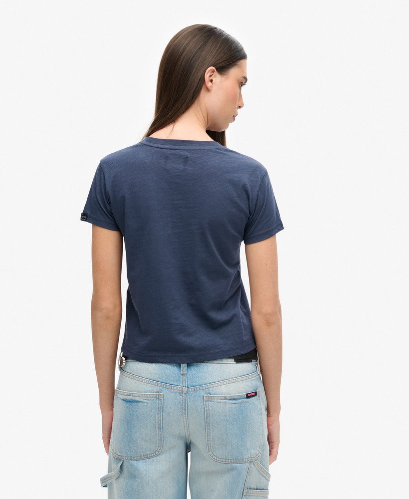 70年代レトロロゴグラフィックtシャツ(lauren navy)