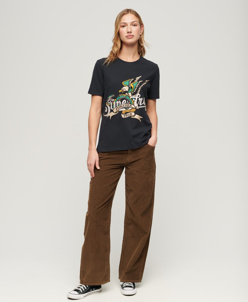 タトゥー スクリプト グラフィック tシャツ ジェットブラック